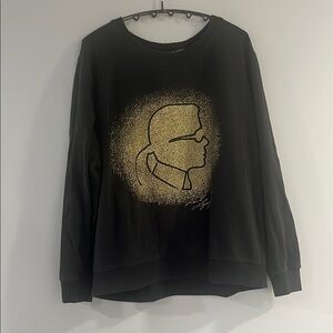 Karl Lagerfeld Black Sweatshirt with Gold Graphic